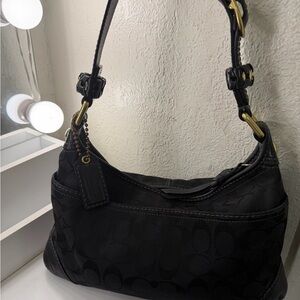 Coach Black Shoulder Bag with Gold Accents